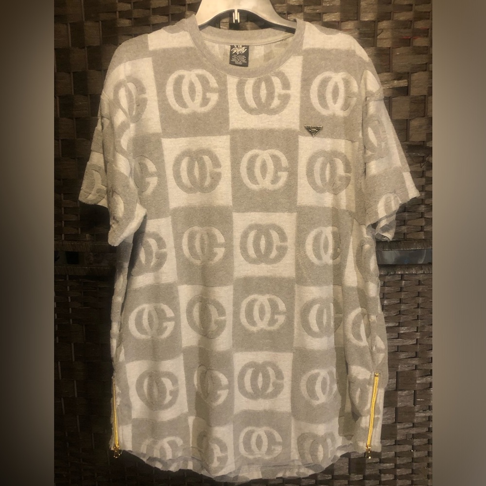 Rock Smith OG Checkered Gray White Terrycloth Shirt Men’s XL